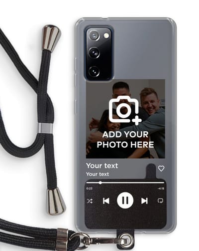 Gepersonaliseerd - Case Company® - Hoesje met koord geschikt voor Samsung Galaxy S20 FE / S20 FE 5G hoesje met Koord - Music Player - Telefoonhoesje met Zwart Koord - Bescherming aan alle Kanten en Over de Schermrand