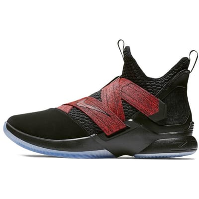 Chaussures de Basketball Performance Nike Zoom Soldier 12 Bout Rond Antidérapantes Légères Mi-haut Homme Noir Rouge AO2609-003 45
