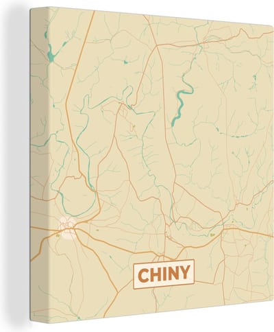 Canvas Schilderij Stadskaart - Kaart - Plattegrond - België - Chiny - 20x20 cm - Wanddecoratie