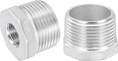 Allecta - Roestvrijstalen verloopstuk 1 inch mannelijk naar 3/8 inch, 2 stuks - Industrieel, olie-, gas- en sanitair gebruik.