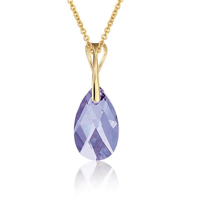 Montebello Ketting Pia DG569H - Swarovski Druppel - 925 Zilver Verguld - 16mm - 50cm