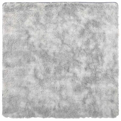 vidaXL - Hoogpolig - vloerkleed - NAVARRA - 160x160 - cm - polyester - zilvergrijs