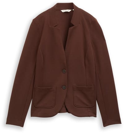 Tom Tailor - Slim fit blazer met ottoman-structuur - Maat S - dark pecan brown