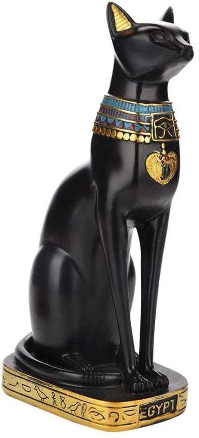 Dailygoods- Standbeeld Egyptische Bastet Kat - Beeldje Hars - Decoratie Binnen - Ornament Huishouden - Verzamelobject - Handbeschilderd