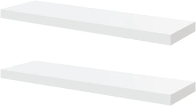 Zwevende Planken - Wandrek Set - Decoratie Presenteren - Onzichtbaar Bevestigingssysteem - 80 cm - Hoogglans Wit