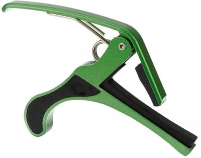 Capo - Gitaarklem - Platte toets - Gitaar capo met grip - Elektrisch, akoestisch en ukelele - Guitar capodaster - Gitaar /muziek accessoire - Aluminium - Groen - Jonyx