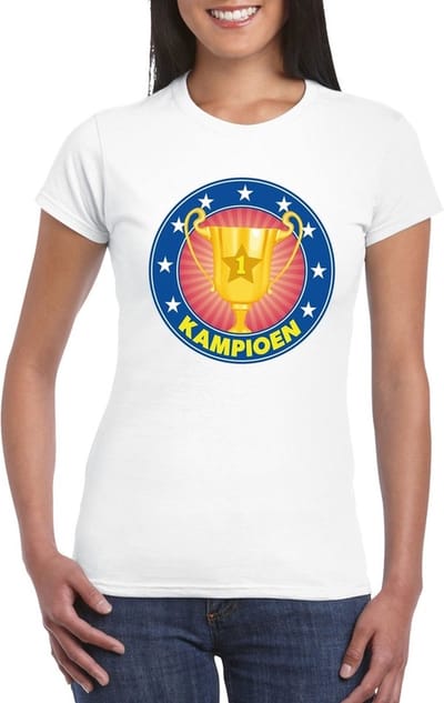 Wit kampioen t-shirt voor dames S
