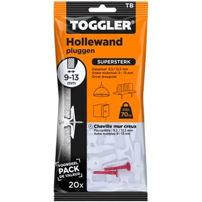 Toggler Hollewandplug Tb Kunststof - Diameter 8mm - 20 Stuks