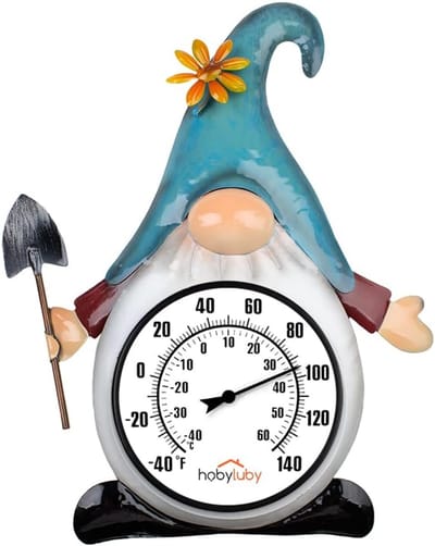 Buitenthermometer - Tuinmeter Weerstation - Decoratief Buiten - Kabouter Ontwerp - 14 Inch - Wit