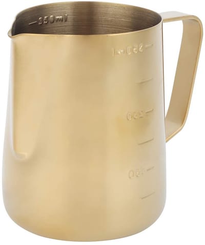 Dailygoods- Melkschuimer Roestvrij staal 600 ml - Melkschuimer handmatig - Melkschuimer voor latte art - Melkschuimer met schaal - Melkschuimer voor thuis - Schuimende kruik - Koffiekruik