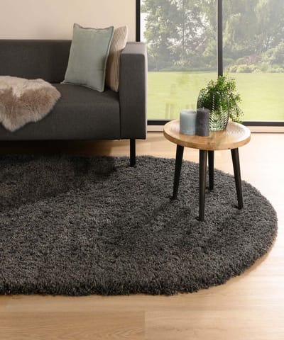 Vloerkleed ovaal hoogpolig - Cozy Shaggy donkergrijs 200x300