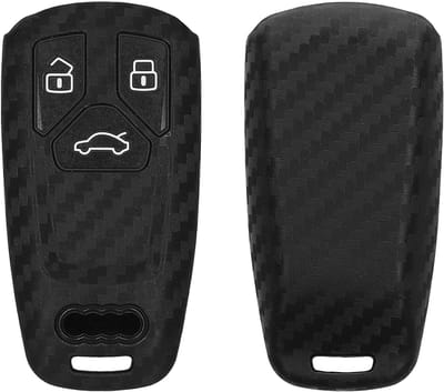 kwmobile autosleutel hoesje geschikt voor Audi 3-knops Smartkey (Keyless Go) - Autosleutel behuizing in zwart - Carbon design