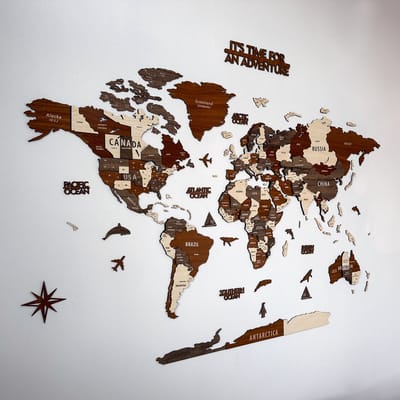 COLORFULL WORLDS - Wanddecoratie - Wereldkaart - Wereldkaart Prikbord - Wereldkaart Wanddecoratie - Houten Wereldkaart - Wereldkaart Hout - Muurdecoratie - Cadeau - Verjaardag Cadeau - Housewarming Cadeau - Mix - Medium - 100x54 CM