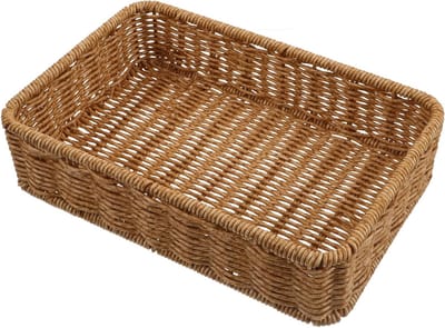 Geweven kunststof kruidenmand, 26 x 17 x 6,6 cm, ruimtebesparende organizer voor kruidenpotjes, gebruiksvoorwerpen en accessoires in keuken, badkamer en voorraadruimte