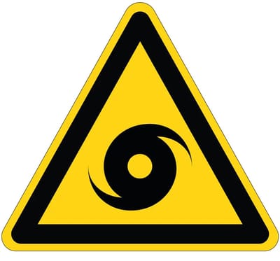 Pas op voor orkaan waarschuwingssticker - W085 | 30 cm
