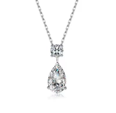 Simple Water Drop Necklace Crystals Silver
