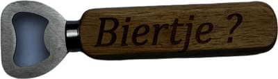 Bieropener - Flesopener -Hout & RVS-Vaderdag Cadeau - Vaderdag -Biertje ?