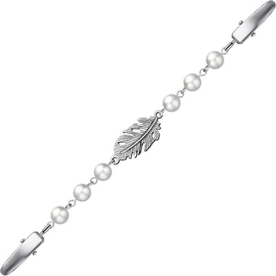 Fako Bijoux® - Vestsluiting - Vestclip - Sjaalspeld - Vestklem - Parels - Veer - Zilverkleurig