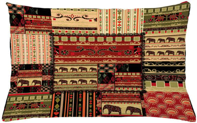 ABAKUHAUS Kussenhoes – Patchwork Afrikaanse Stijl – 65x40 cm – Zwart/Groen