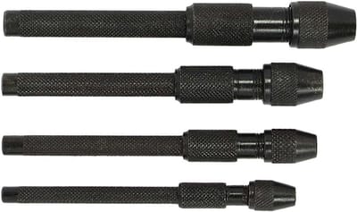 Pin Vise Set - Handgereedschap Set - Precisiewerk - 4 Delig - 25 x 8 x 5 mm - Zwart