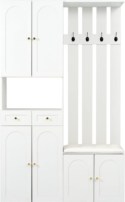 Wit spaanplaat gecombineerd halmeubel 110×37×180cm opslag entree en hal