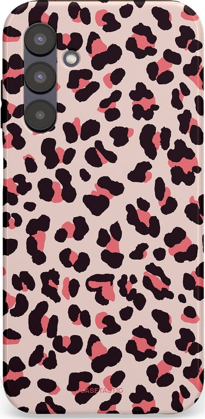 Casetastic hoesje geschikt voor Samsung Galaxy A25 - Dubbellaagse bescherming - Tropische Panter - Fashion Case - Zand Zwart Koraal