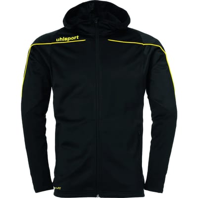 Uhlsport Stream 22 Trainingsjas Met Capuchon Kind Zwart-Limoen Geel Maat 140