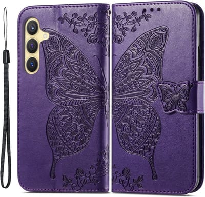 Coverup Hoesje - Geschikt voor Samsung Galaxy S24 Hoesje - Coverup Vlinder Book Case - Paars