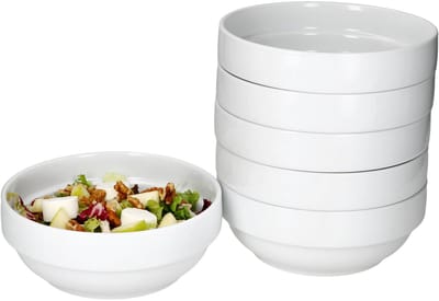 MamboCat TOMMY set van 6 kommen 17,5cm stapelbaar wit porselein