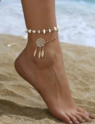 Enkelsieraad - enkelbandje - enkelband - anklet bracelet - minimalistisch dubbel enkelbandje - enkelbandje met kralen - trendy enkelbandje - enkelbandje man - enkelbandje vrouw - minimalistisch enkelbandje - accessoire - sieraad - verstelbaar