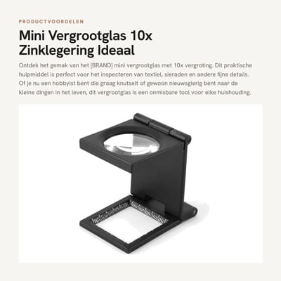 Dailygoods- Vergrootglas 10x - Mini Vergrootglas - Zinklegering - Herbruikbare Verpakking - Optisch Gereedschap - Voor Textiel/Sieraden - Loep