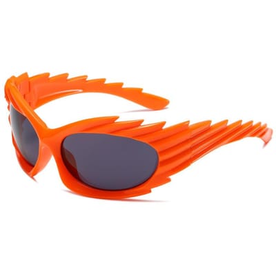 Nieuwe Dames Sport Punk Y2K Zonnebrillen Mannen Luxe Oogwerk Eén Stuk Zonnebrillen Voor Mannen Zilver Hip Hop Randloos Montuur As shown in the figu orange