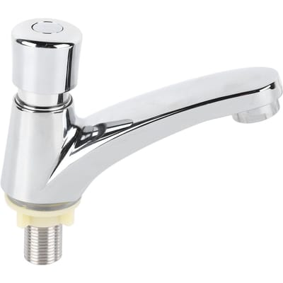 Tijdsvertraging Wastafelkraan Koperlegering Drukschakelaar Waterbesparende Kraan voor Thuiskeuken Badkamer white