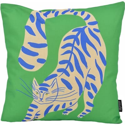 Gek op kussens! Sierkussen green cat | 45 x 45 cm | katoen/linnen