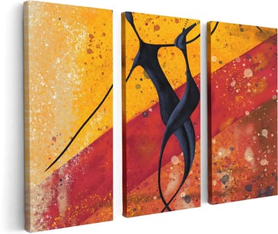 Artaza Canvas Schilderij Drieluik Abstracte Kunst - Dansend Afrikaans Paar - 120x80 - Foto Op Canvas - Canvas Print