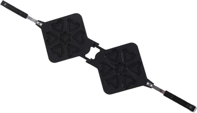 Wafelpan Hartvorm - Dubbelzijdig Wafelijzer - Ontbijt Maken - Antiaanbaklaag - 22.5x44cm - Zwart