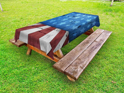 ABAKUHAUS rustiek houten buitentafelkleed, decoratief wasbaar picknicktafelkleed, 145 x 305 cm, lichte kastanjebruine lichtgrijs