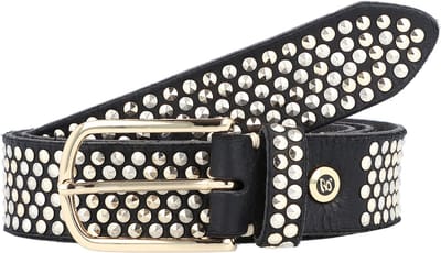 b.belt Leren Riem Nietengürtel Zoe Gold W100 Black Zwart