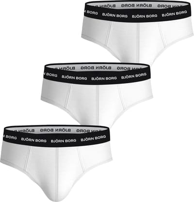 Björn Borg Cotton Stretch brief - heren slips (3-pack) - wit met zwarte band