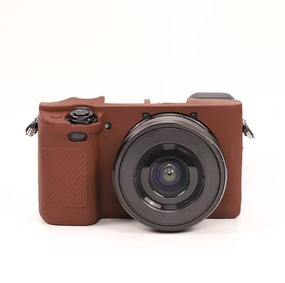LISM-Cameratas Geschikt voor Sony Alpha A6400, A6300 en A6100, gemaakt van zacht siliconen - bruin.