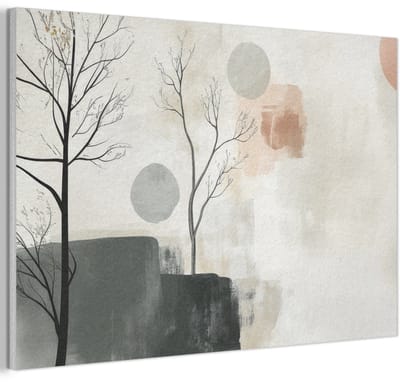 Akoestisch wandpaneel 60x40 cm - Vilt schilderij Wabi sabi - Beige - Plant - Akoestische panelen - Geluidsdempende wanddecoratie - Geluidsisolatie woonkamer - Muurdecoratie geluidspanelen