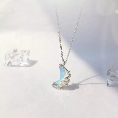 925 Sterling Zilveren Schakelketting Maansteen Maan Charm Ketting Hanger Statement Sieraden Voor Vrouwen Bruiloft Choker white