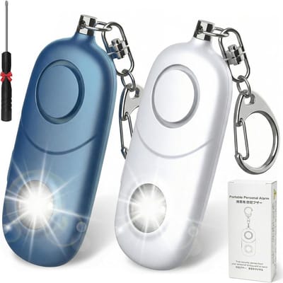 Persoonlijk Alarm - Veiligheidssleutelhanger - Nood Zelfverdediging - 135dB Luide Sirene - Stroboscooplicht - Blauw Wit