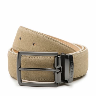 DTCH.FIT Suède riem Oliver Sand - verstelbare GunMetal gesp - 3,5cm breed - 85cm - Totale lengte 100cm & Kralen Armband Sam Taupe one size - 2 Stuks