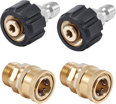 Set van 4 Hogedrukreiniger Koppelingen Quick Connect M22 14mm naar 3/8 Inch Slangadapter