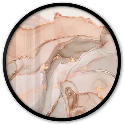 Poster in lijst Rond - Fotolijst 40x40 cm - Posters - Marmer - Roze - Rosé - Ronde posterlijst zwart - Decoratie - Wanddecoratie woonkamer - Muurdecoratie slaapkamer