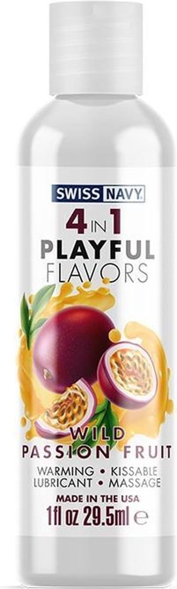 Swiss Navy - 4 in 1 Playful Flavors - Likbaar en Verwarmend Glijmiddel en Massage - Wild Passion Fruit