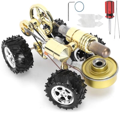 Dailygoods- Stirlingmotor Gemonteerd - Miniatuurauto - Zinklegering - Educatief Natuurkunde-experiment - Veiligheidsinstructies - Langdurige Prestaties - Educatief Model
