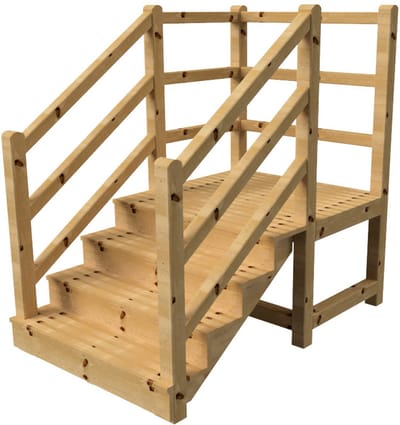 MILANO buitentrap 4 gesloten treden H71 cm - bordes L116 x B120 cm - trapleuning links en rechts - bordesleuning links en achteraan