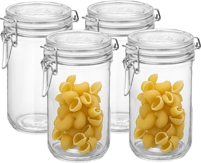 Bormioli Rocco Voorraad/weck pot - 4x - glas - transparant - 17 x 9 cm - 750 ml